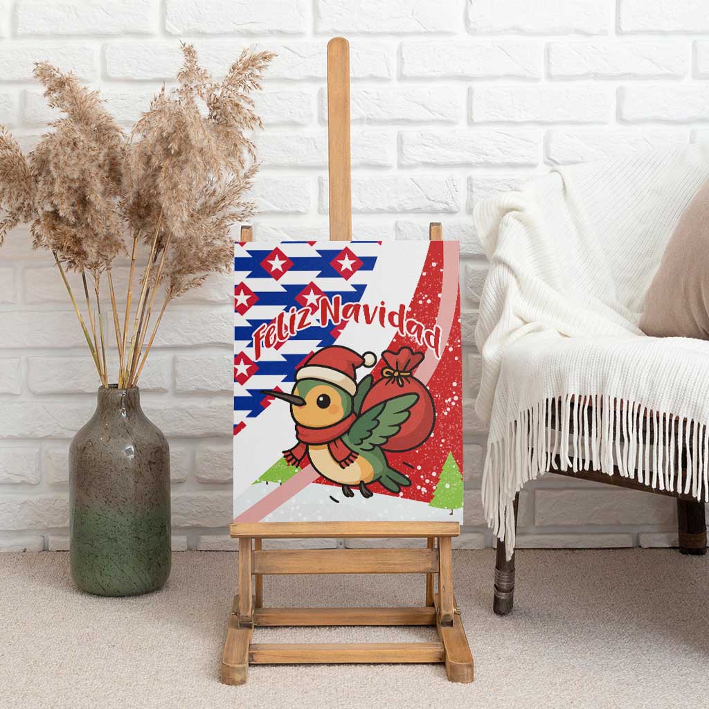 Cuba Christmas Canvas Wall Art with Santa Hummingbird Cuban Flag Feliz Navidad and Snowflake - Wonder Print Shop