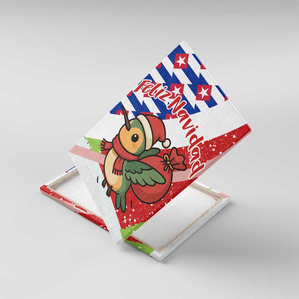 Cuba Christmas Canvas Wall Art with Santa Hummingbird Cuban Flag Feliz Navidad and Snowflake - Wonder Print Shop