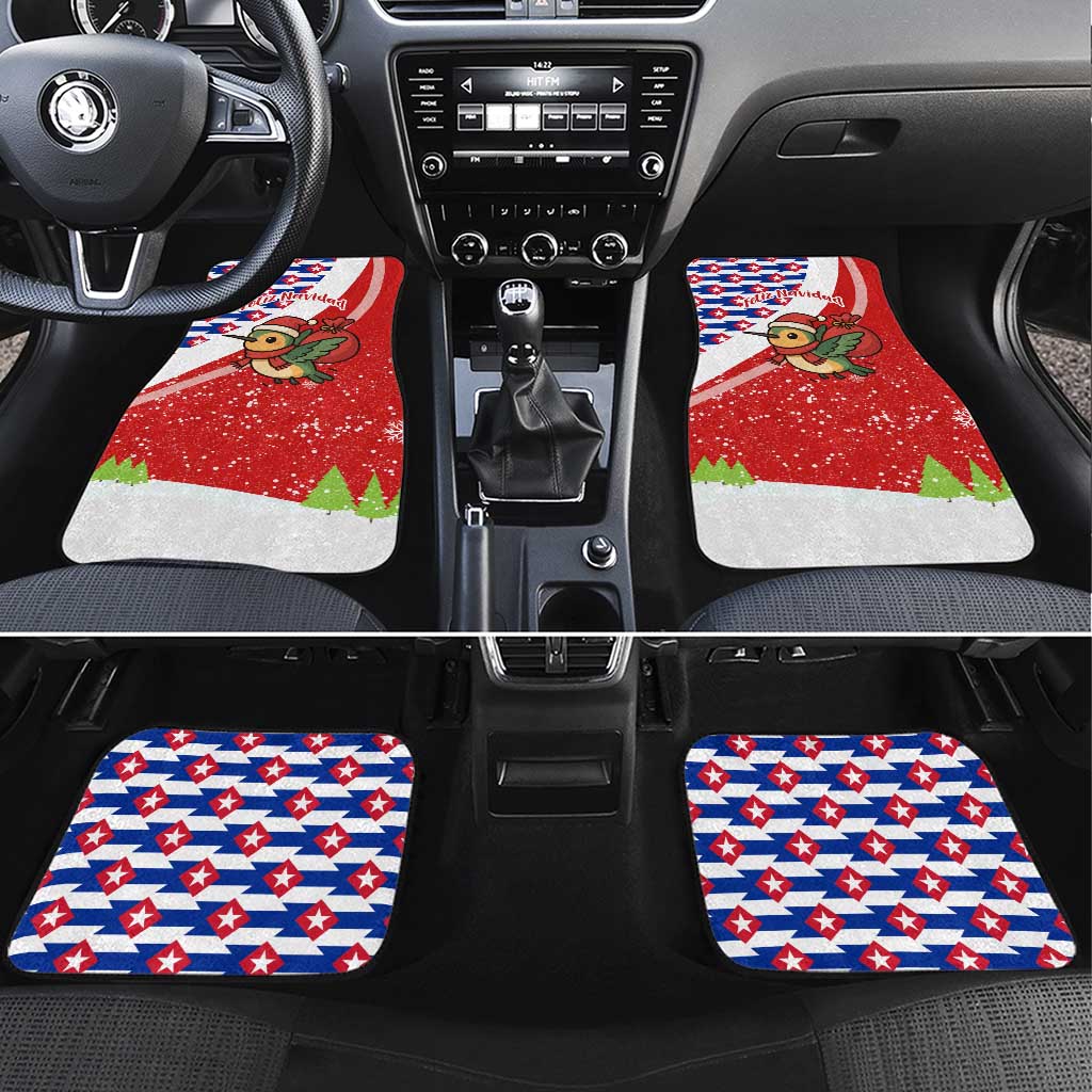 Cuba Christmas Car Mats with Santa Hummingbird Cuban Flag Feliz Navidad and Snowflake - Wonder Print Shop