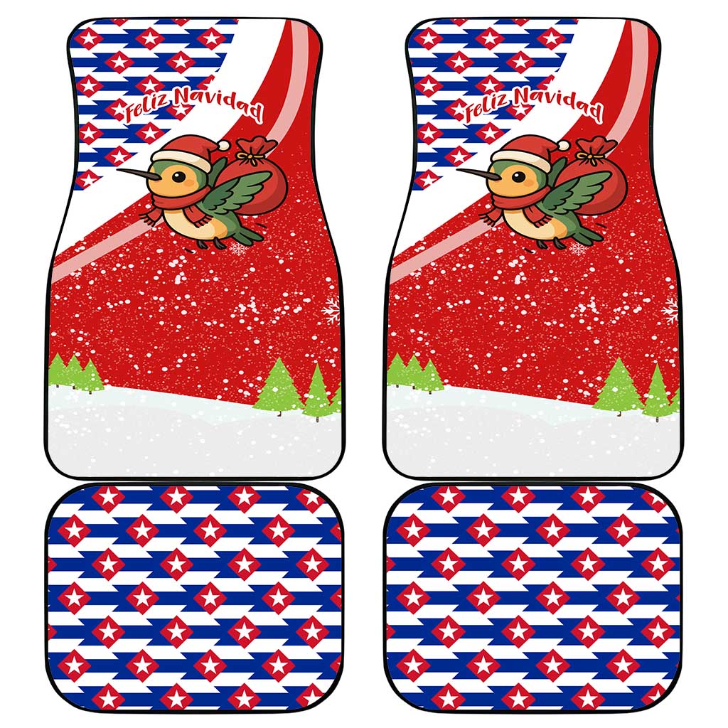Cuba Christmas Car Mats with Santa Hummingbird Cuban Flag Feliz Navidad and Snowflake - Wonder Print Shop