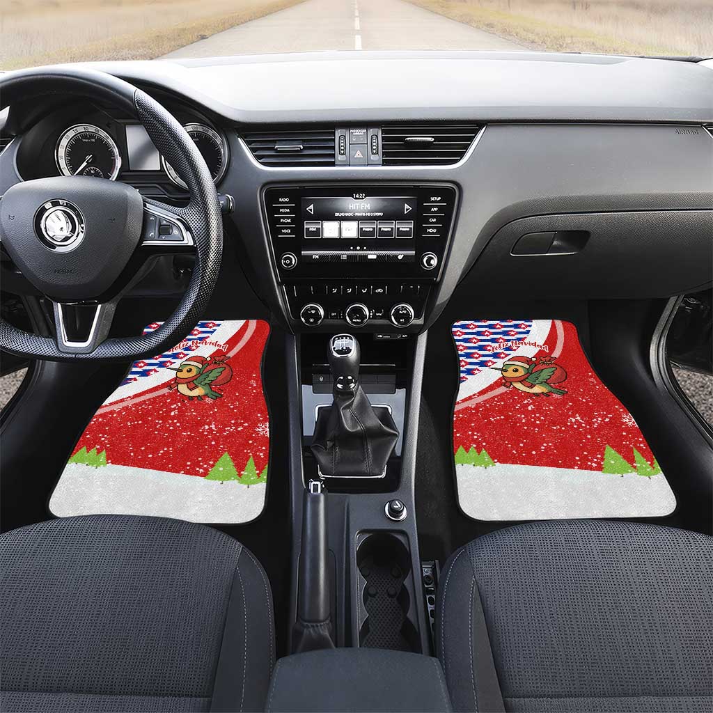 Cuba Christmas Car Mats with Santa Hummingbird Cuban Flag Feliz Navidad and Snowflake - Wonder Print Shop
