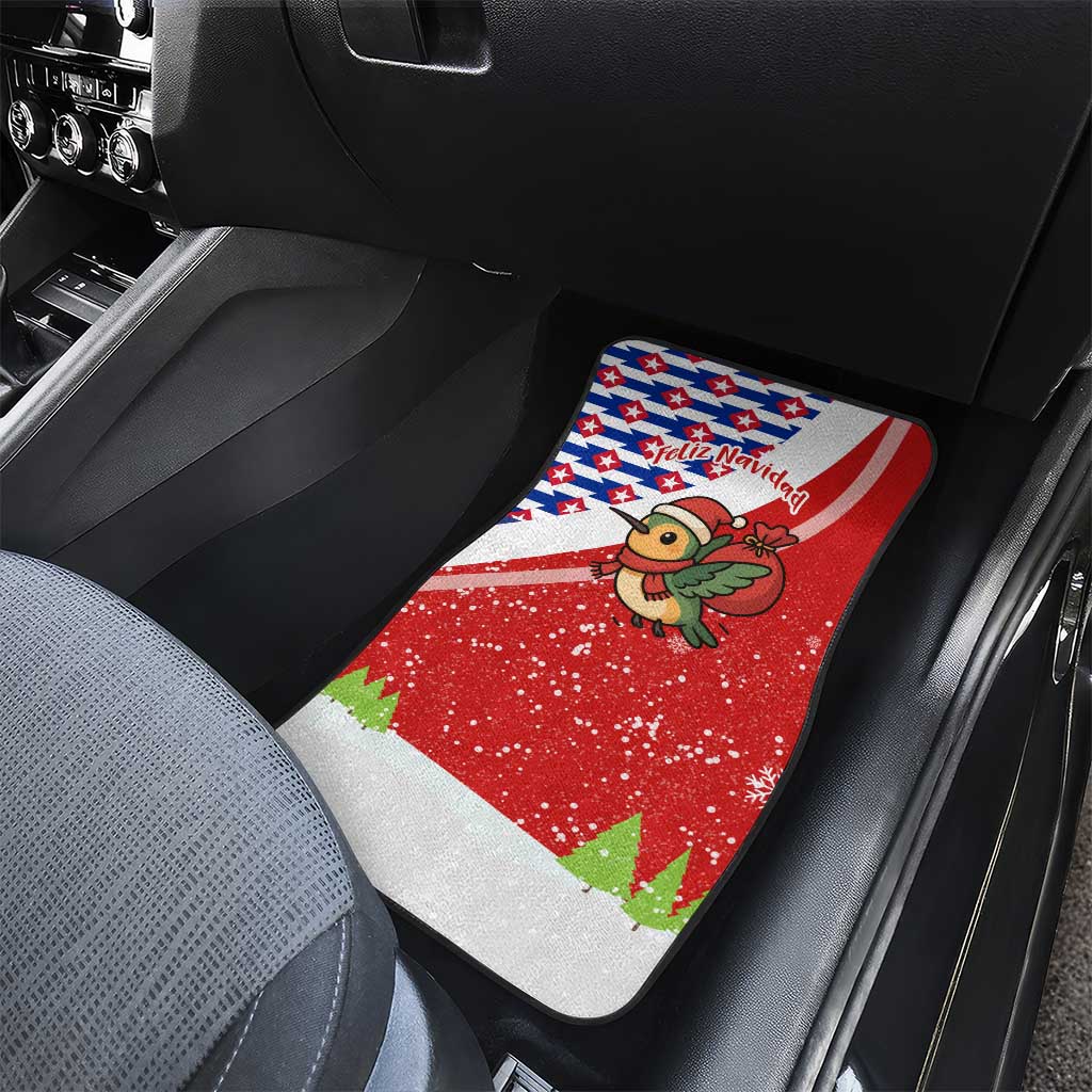 Cuba Christmas Car Mats with Santa Hummingbird Cuban Flag Feliz Navidad and Snowflake - Wonder Print Shop