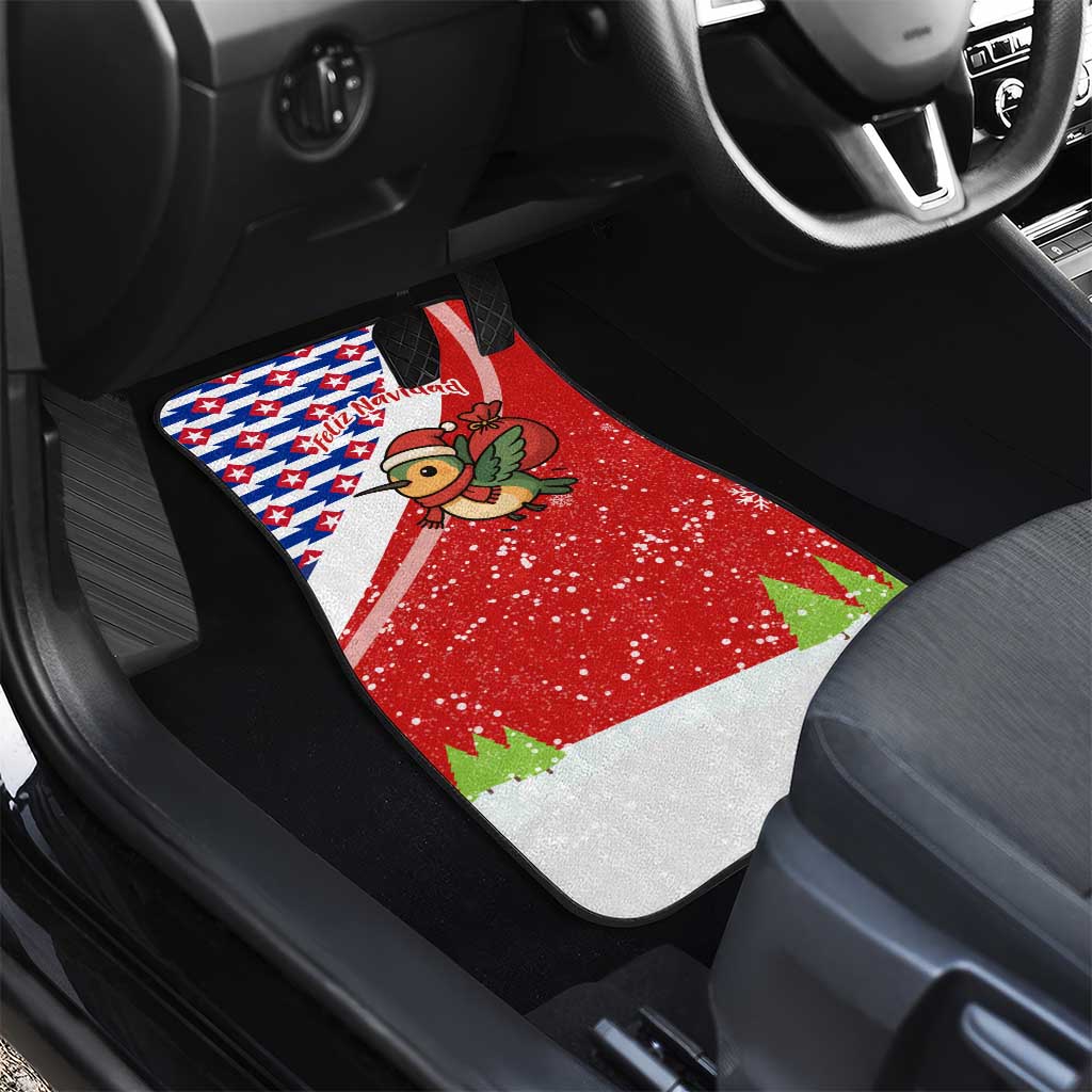 Cuba Christmas Car Mats with Santa Hummingbird Cuban Flag Feliz Navidad and Snowflake - Wonder Print Shop