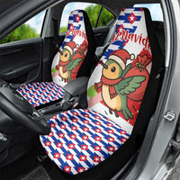 Cuba Christmas Car Seat Cover with Santa Hummingbird Cuban Flag Feliz Navidad and Snowflake - Wonder Print Shop