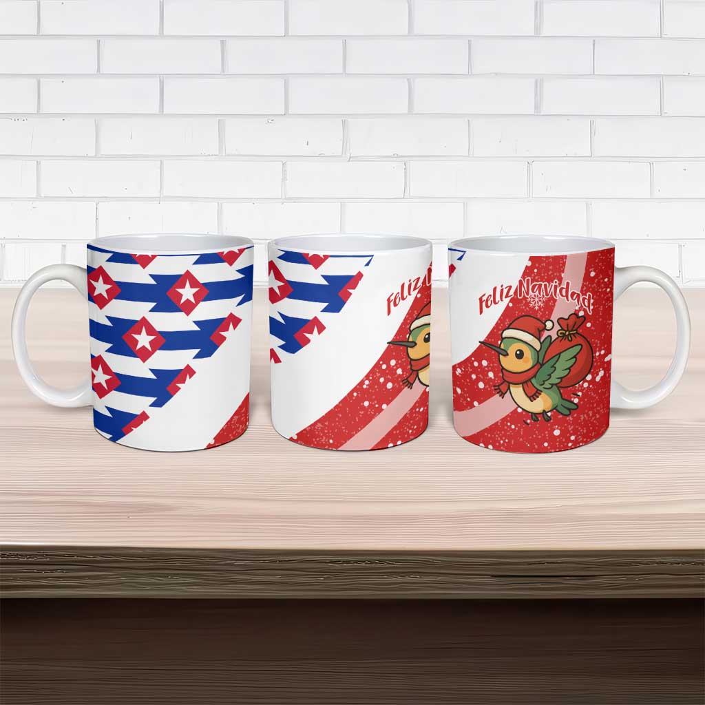 Cuba Christmas Ceramic Mug with Santa Hummingbird Cuban Flag Feliz Navidad and Snowflake - Wonder Print Shop