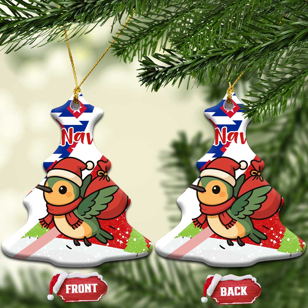 Cuba Christmas Ceramic Ornament with Santa Hummingbird Cuban Flag Feliz Navidad and Snowflake - Wonder Print Shop