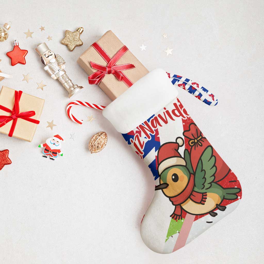 Cuba Christmas Stocking with Santa Hummingbird Cuban Flag Feliz Navidad and Snowflake - Wonder Print Shop