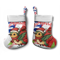 Cuba Christmas Stocking with Santa Hummingbird Cuban Flag Feliz Navidad and Snowflake - Wonder Print Shop