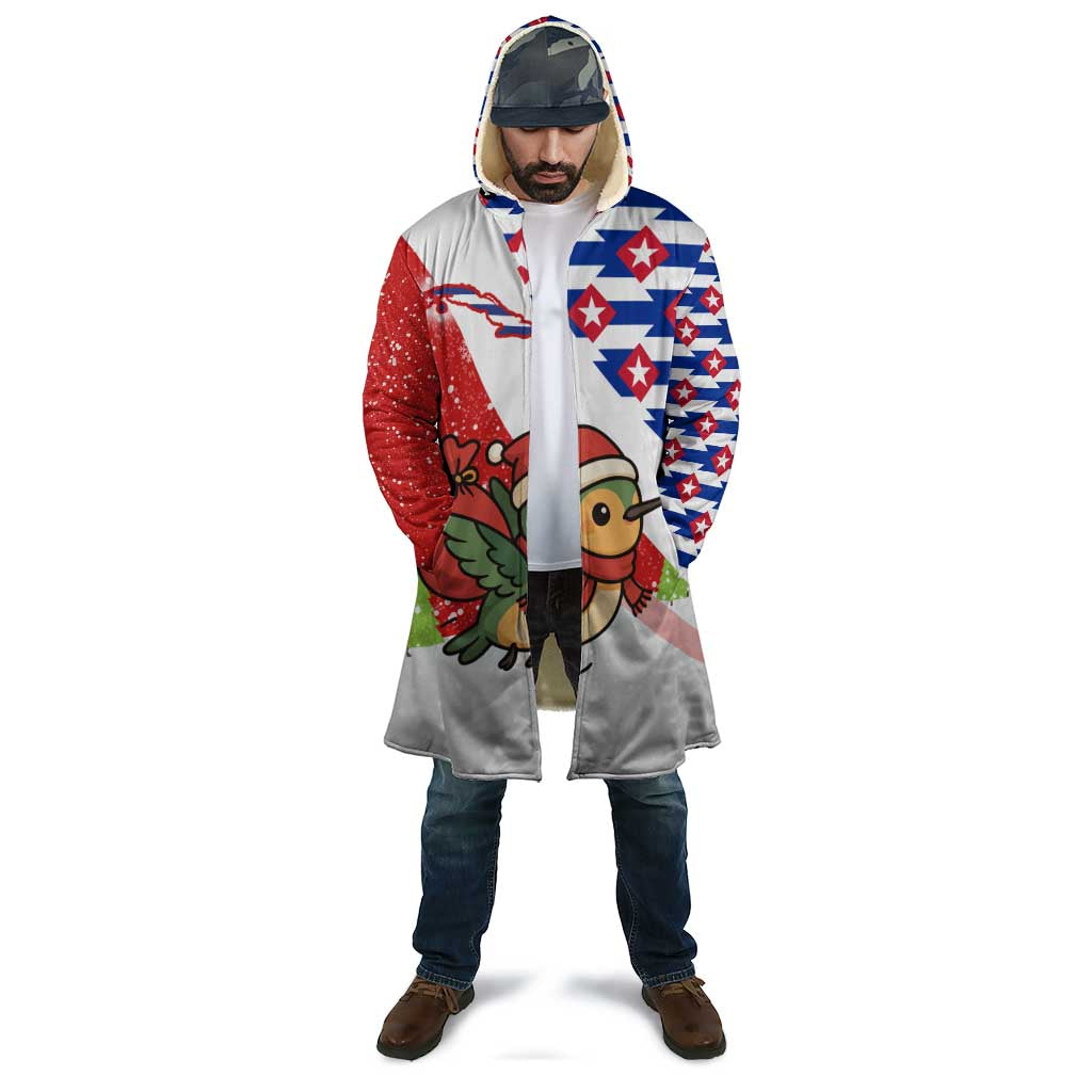 Cuba Christmas Cloak with Santa Hummingbird Cuban Flag Feliz Navidad and Snowflake - Wonder Print Shop