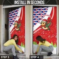 Cuba Christmas Door Cover with Santa Hummingbird Cuban Flag Feliz Navidad and Snowflake - Wonder Print Shop