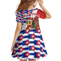 Cuba Christmas Family Matching Off The Shoulder Long Sleeve Dress and Hawaiian Shirt with Santa Hummingbird Cuban Flag Feliz Navidad and Snowflake - Wonder Print Shop