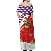 Cuba Christmas Family Matching Off Shoulder Maxi Dress and Hawaiian Shirt with Santa Hummingbird Cuban Flag Feliz Navidad and Snowflake - Wonder Print Shop