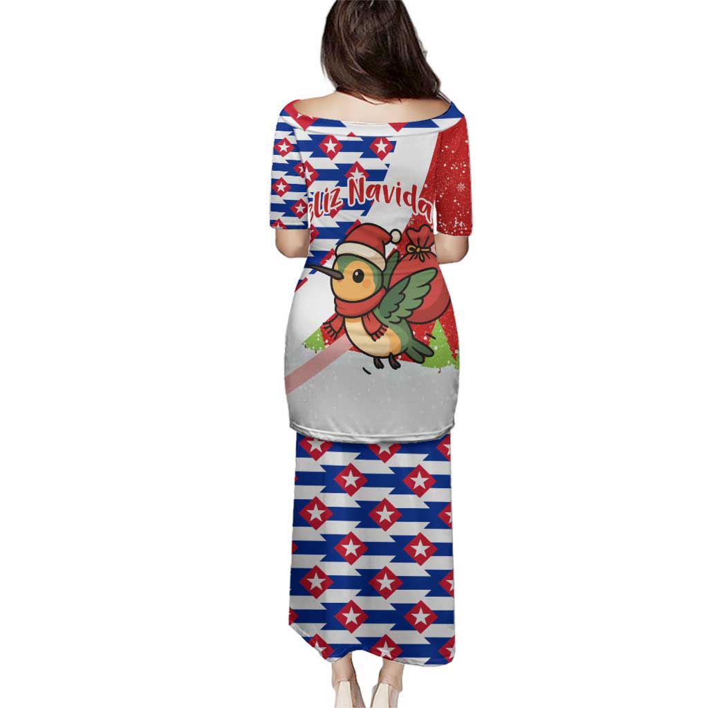 Cuba Christmas Family Matching Puletasi and Hawaiian Shirt with Santa Hummingbird Cuban Flag Feliz Navidad and Snowflake - Wonder Print Shop