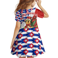 Cuba Christmas Family Matching Short Sleeve Bodycon Dress and Hawaiian Shirt with Santa Hummingbird Cuban Flag Feliz Navidad and Snowflake - Wonder Print Shop