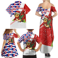 Cuba Christmas Family Matching Summer Maxi Dress and Hawaiian Shirt with Santa Hummingbird Cuban Flag Feliz Navidad and Snowflake - Wonder Print Shop
