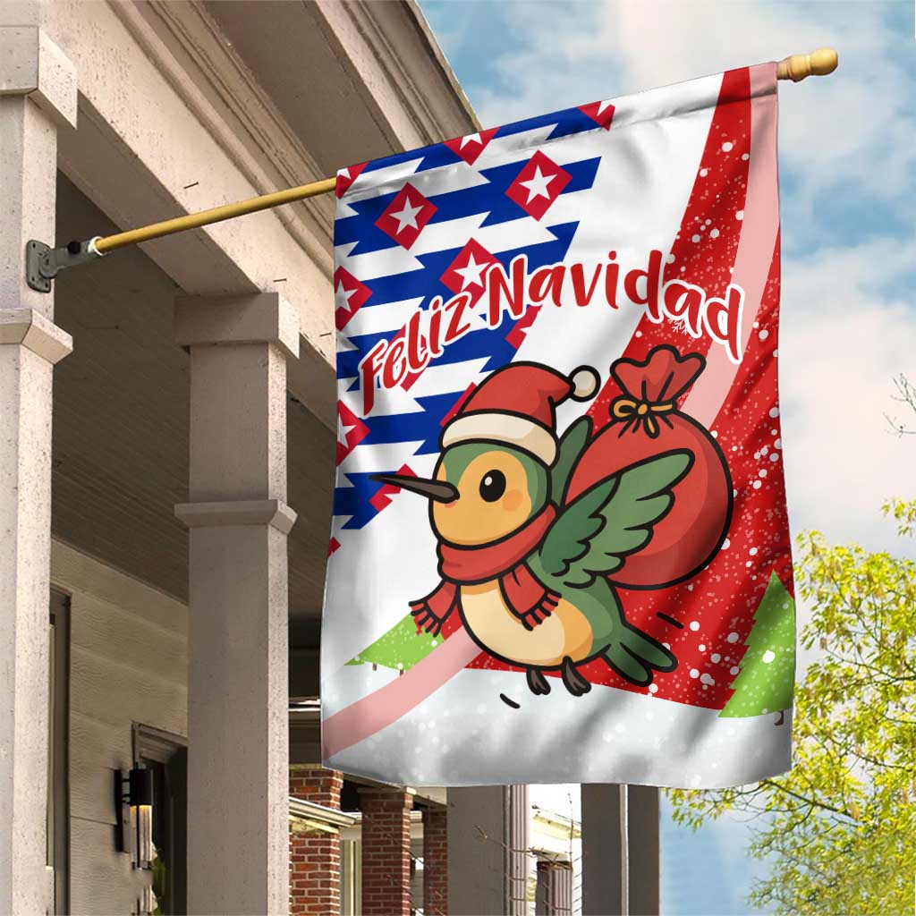 Cuba Christmas Garden Flag with Santa Hummingbird Cuban Flag Feliz Navidad and Snowflake - Wonder Print Shop