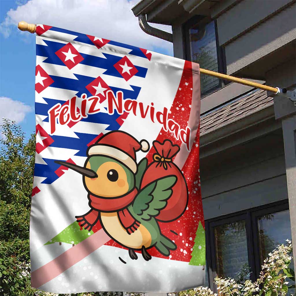 Cuba Christmas Garden Flag with Santa Hummingbird Cuban Flag Feliz Navidad and Snowflake - Wonder Print Shop