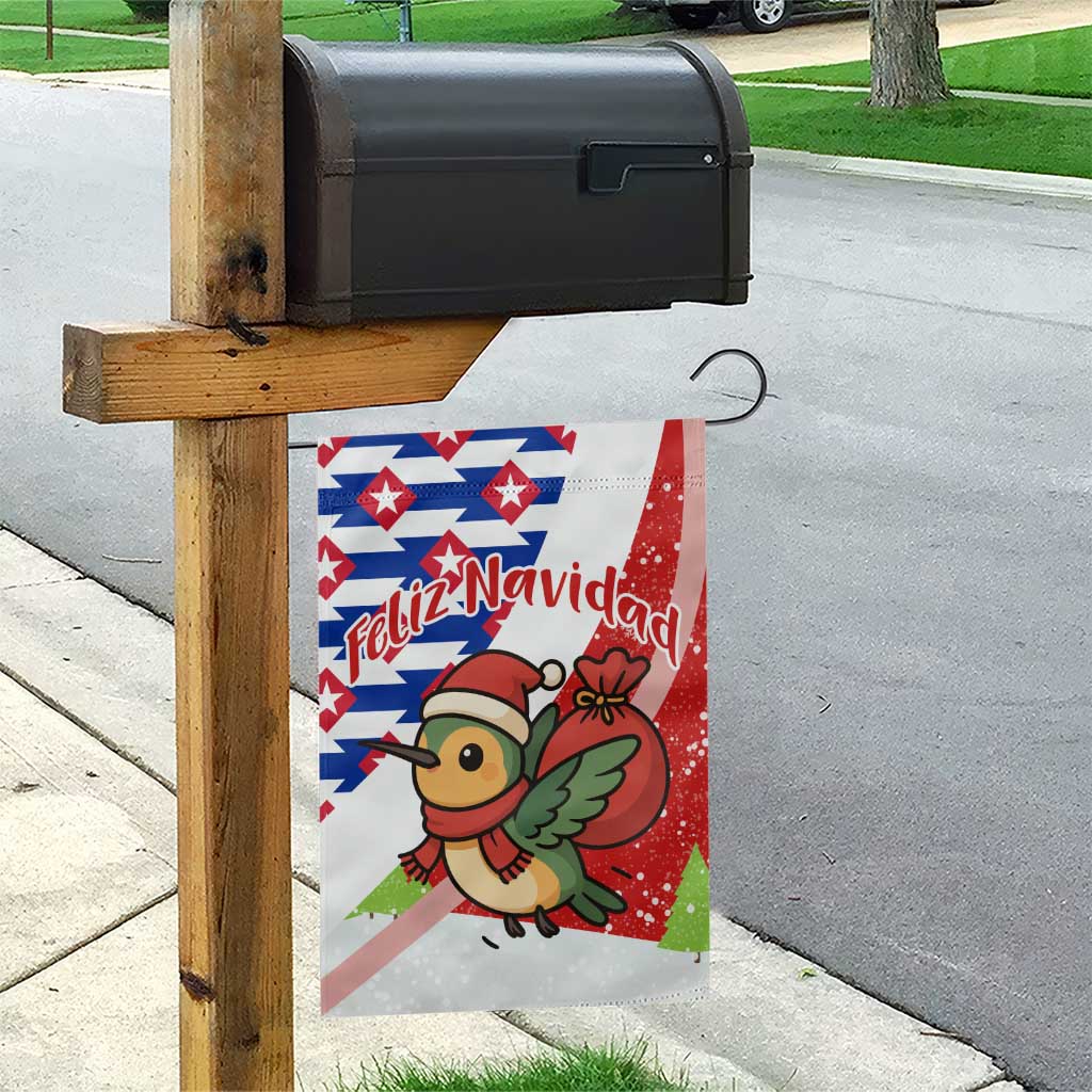 Cuba Christmas Garden Flag with Santa Hummingbird Cuban Flag Feliz Navidad and Snowflake - Wonder Print Shop