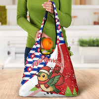 Cuba Christmas Grocery Bag with Santa Hummingbird Cuban Flag Feliz Navidad and Snowflake - Wonder Print Shop