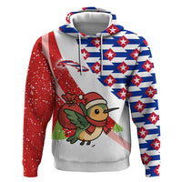 Cuba Christmas Hoodie with Santa Hummingbird Cuban Flag Feliz Navidad and Snowflake - Wonder Print Shop