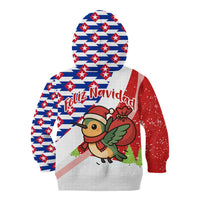 Cuba Christmas Kid Hoodie with Santa Hummingbird Cuban Flag Feliz Navidad and Snowflake - Wonder Print Shop