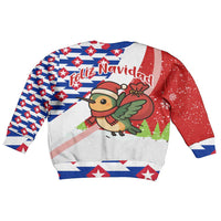 Cuba Christmas Kid Ugly Christmas Sweater with Santa Hummingbird Cuban Flag Feliz Navidad and Snowflake - Wonder Print Shop