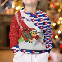Cuba Christmas Kid Ugly Christmas Sweater with Santa Hummingbird Cuban Flag Feliz Navidad and Snowflake - Wonder Print Shop