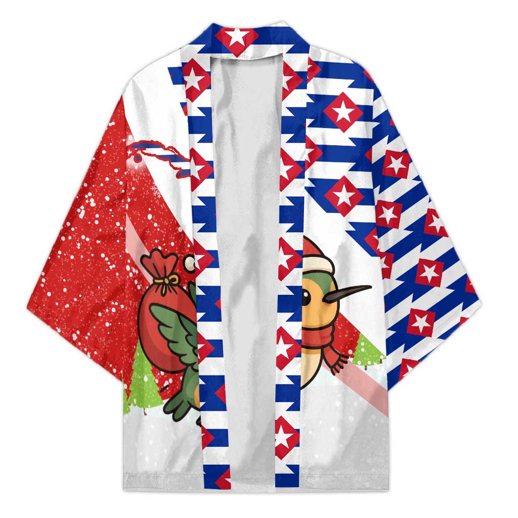 Cuba Christmas Kimono with Santa Hummingbird Cuban Flag Feliz Navidad and Snowflake - Wonder Print Shop