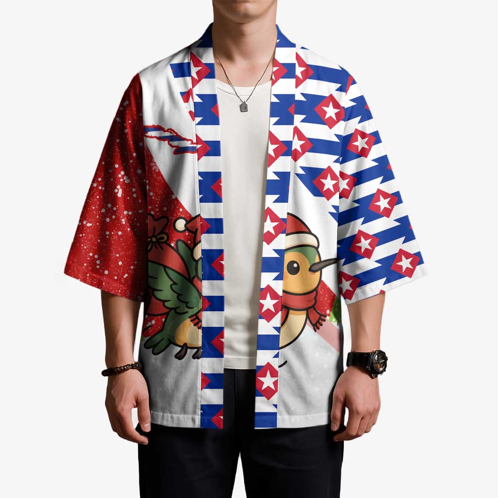 Cuba Christmas Kimono with Santa Hummingbird Cuban Flag Feliz Navidad and Snowflake - Wonder Print Shop