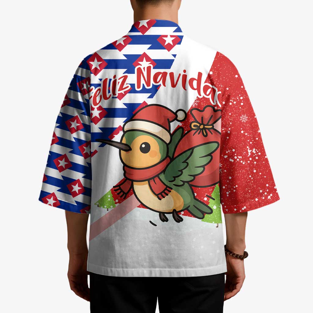 Cuba Christmas Kimono with Santa Hummingbird Cuban Flag Feliz Navidad and Snowflake - Wonder Print Shop