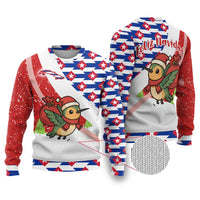 Cuba Christmas Ugly Christmas Sweater with Santa Hummingbird Cuban Flag Feliz Navidad and Snowflake - Wonder Print Shop