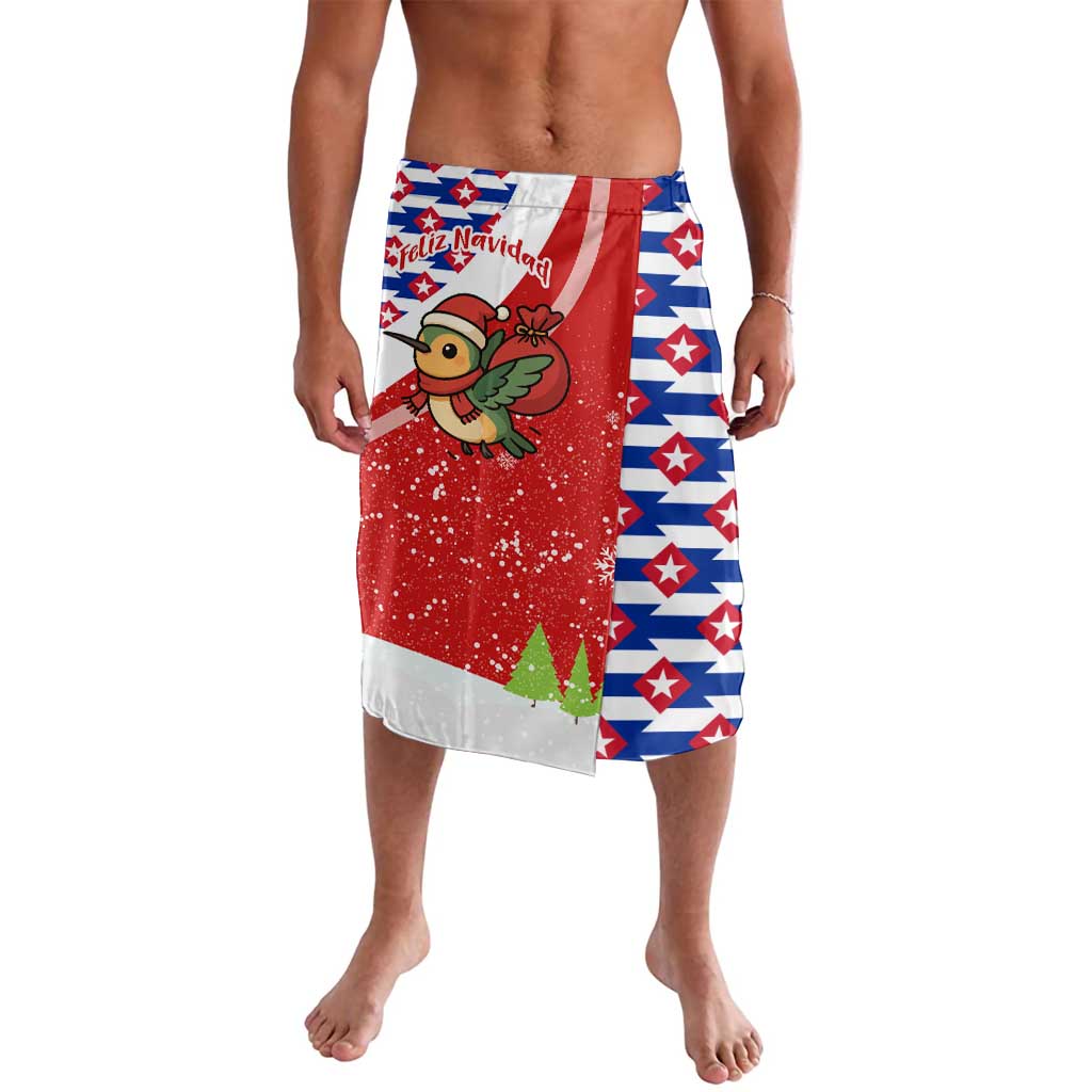 Cuba Christmas Lavalava with Santa Hummingbird Cuban Flag Feliz Navidad and Snowflake - Wonder Print Shop