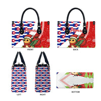 Cuba Christmas Leather Bag with Santa Hummingbird Cuban Flag Feliz Navidad and Snowflake - Wonder Print Shop