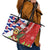 Cuba Christmas Leather Tote Bag with Santa Hummingbird Cuban Flag Feliz Navidad and Snowflake - Wonder Print Shop