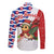 Cuba Christmas Long Sleeve Button Shirt with Santa Hummingbird Cuban Flag Feliz Navidad and Snowflake - Wonder Print Shop