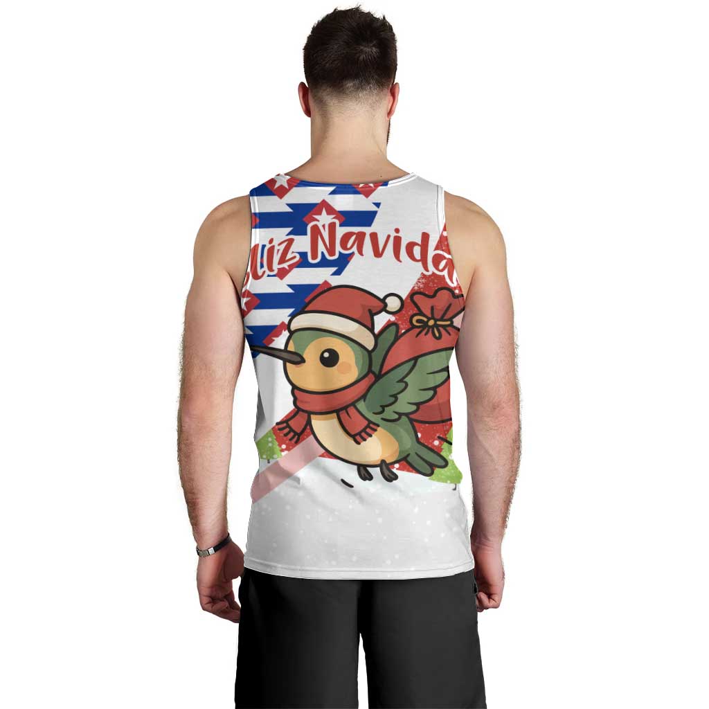 Cuba Christmas Men Tank Top with Santa Hummingbird Cuban Flag Feliz Navidad and Snowflake - Wonder Print Shop