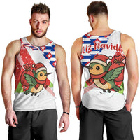 Cuba Christmas Men Tank Top with Santa Hummingbird Cuban Flag Feliz Navidad and Snowflake - Wonder Print Shop