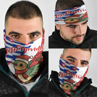 Cuba Christmas Neck Gaiter with Santa Hummingbird Cuban Flag Feliz Navidad and Snowflake - Wonder Print Shop