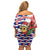 Cuba Christmas Off Shoulder Short Dress with Santa Hummingbird Cuban Flag Feliz Navidad and Snowflake - Wonder Print Shop