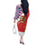 Cuba Christmas Off The Shoulder Long Sleeve Dress with Santa Hummingbird Cuban Flag Feliz Navidad and Snowflake - Wonder Print Shop