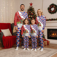 Cuba Christmas Pajama Set with Santa Hummingbird Cuban Flag Feliz Navidad and Snowflake - Wonder Print Shop