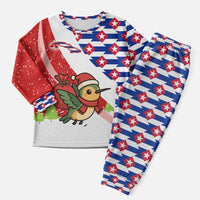 Cuba Christmas Pajama Set with Santa Hummingbird Cuban Flag Feliz Navidad and Snowflake - Wonder Print Shop