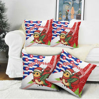 Cuba Christmas Pillow Cover with Santa Hummingbird Cuban Flag Feliz Navidad and Snowflake - Wonder Print Shop
