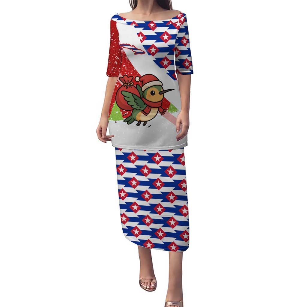 Cuba Christmas Puletasi with Santa Hummingbird Cuban Flag Feliz Navidad and Snowflake - Wonder Print Shop