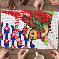Cuba Christmas Puzzle with Santa Hummingbird Cuban Flag Feliz Navidad and Snowflake - Wonder Print Shop