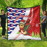 Cuba Christmas Quilt with Santa Hummingbird Cuban Flag Feliz Navidad and Snowflake - Wonder Print Shop