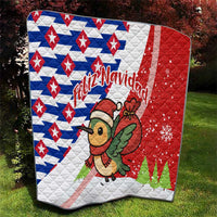 Cuba Christmas Quilt with Santa Hummingbird Cuban Flag Feliz Navidad and Snowflake - Wonder Print Shop