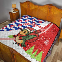Cuba Christmas Quilt with Santa Hummingbird Cuban Flag Feliz Navidad and Snowflake - Wonder Print Shop