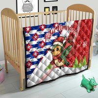 Cuba Christmas Quilt with Santa Hummingbird Cuban Flag Feliz Navidad and Snowflake - Wonder Print Shop