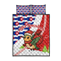 Cuba Christmas Quilt Bed Set with Santa Hummingbird Cuban Flag Feliz Navidad and Snowflake - Wonder Print Shop
